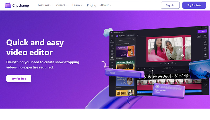 سایت تبدیل متن به صوت Clipchamp